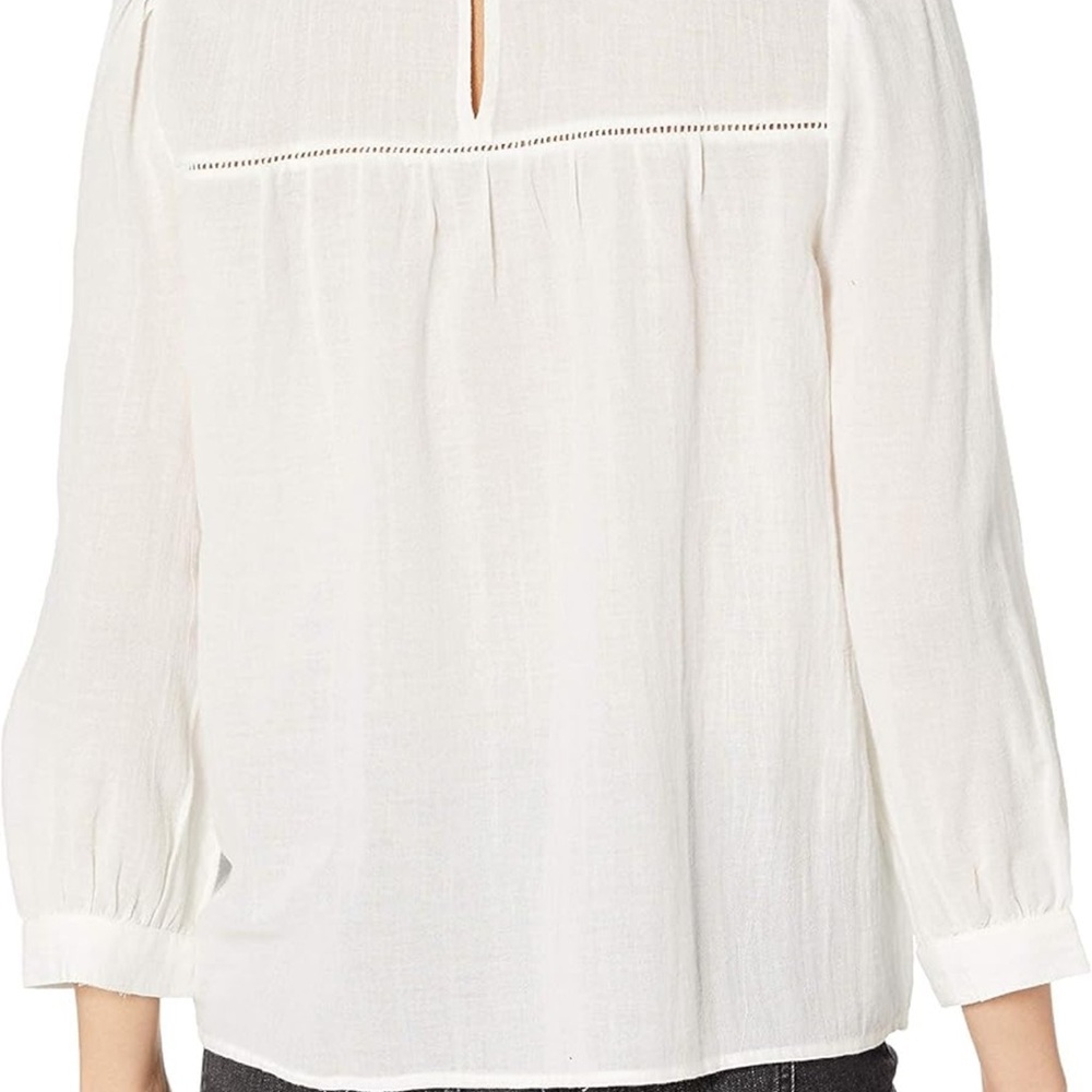 Lucky Brand Embroidered Yoke Cotton Peasant Top - Picture 4 of 11